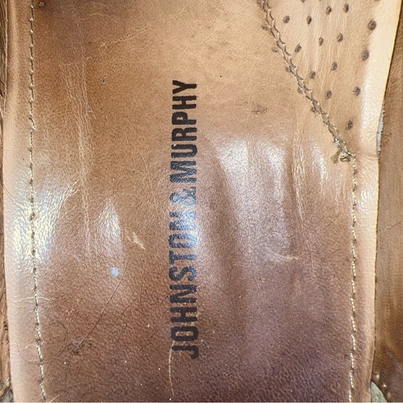 EUC Johnston & Murphy Men's Tan Sheepskin Suede Wingtip Oxford Sz 12M 20-3260 - Picture 11 of 13